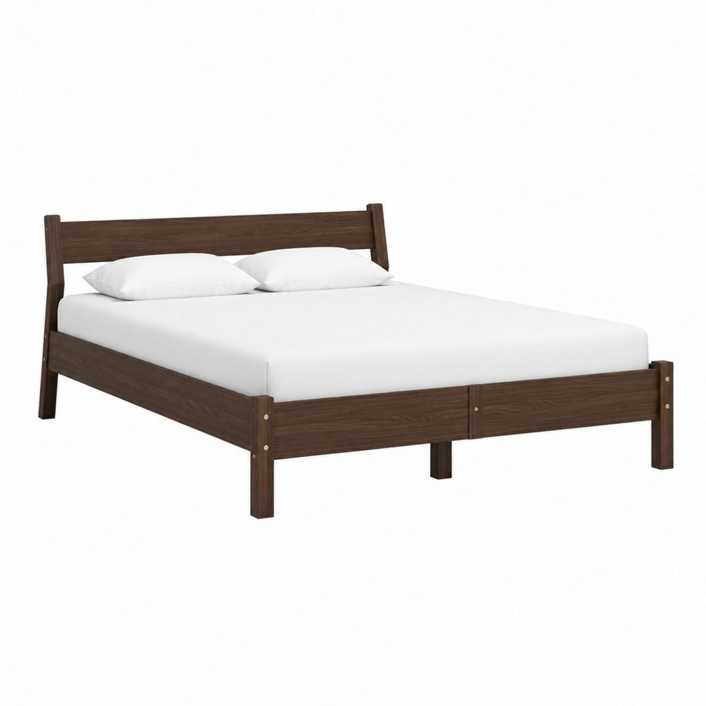 Cadre de lit double en bois massif marron foncé 160 x 200 cm