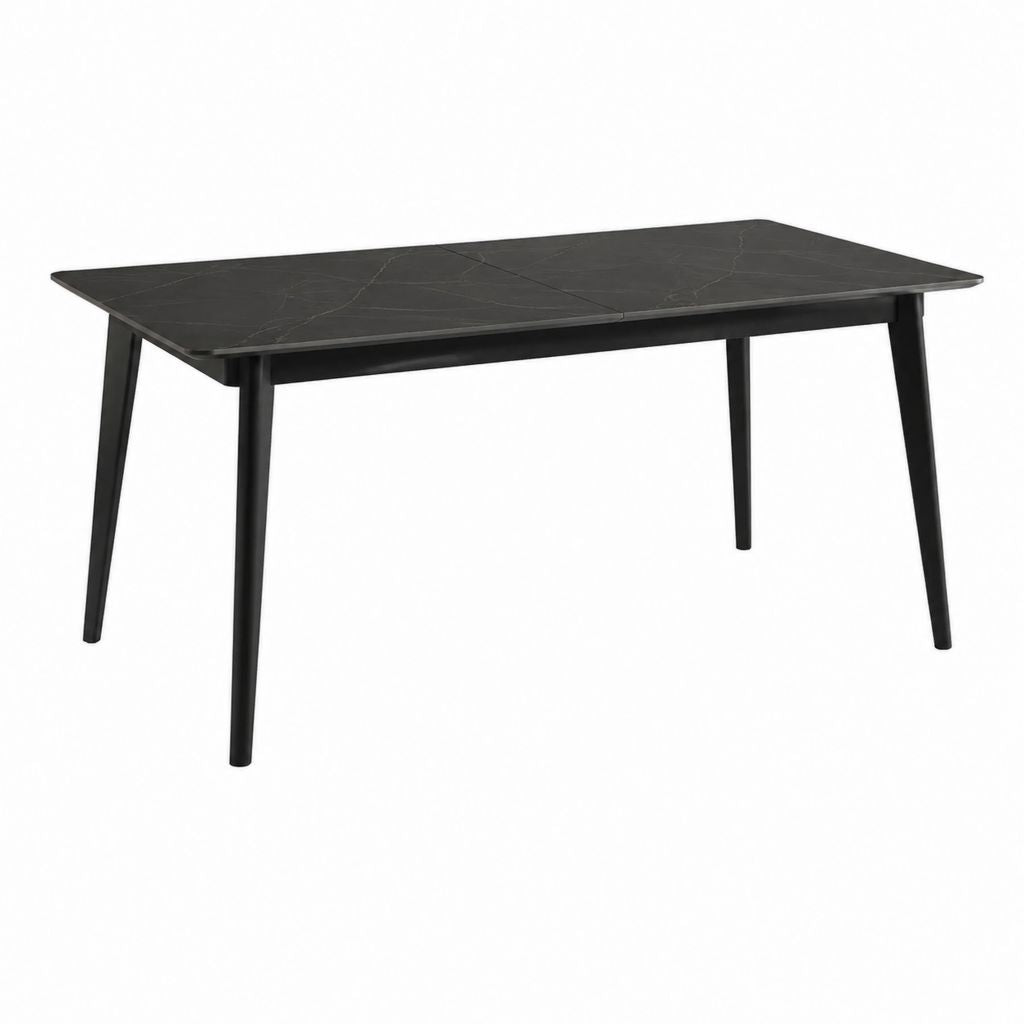 Table à manger rectangulaire noire en céramique et acier 160 x 90 x 75 cm