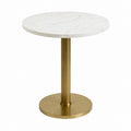 Table à manger ronde blanche effet marbre en MDF et acier inoxydable doré Ø80 x H75 cm