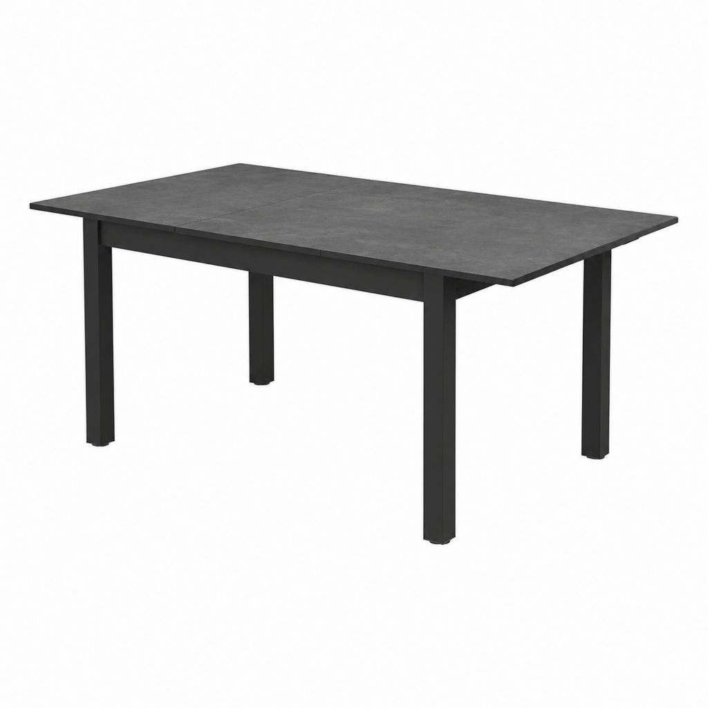 Table à manger extensible gris anthracite en céramique et acier rectangulaire 160-200 x 90 x 75 cm