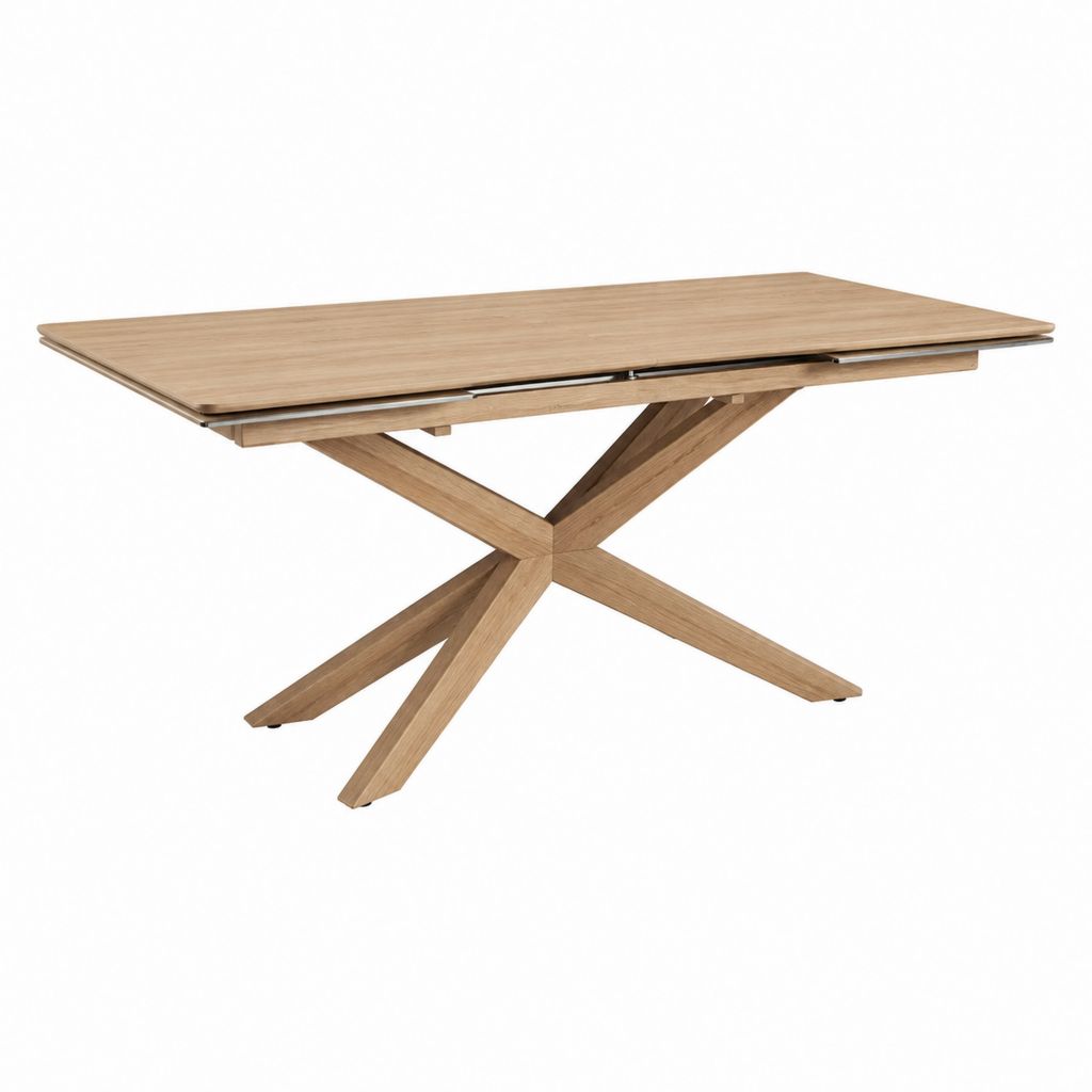 Table à manger extensible rectangulaire en chêne naturel 160-200 x 90 x 76 cm
