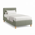Cadre de lit simple rectangulaire vert sauge en polyester 90 x 190 cm
