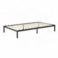 Cadre de lit double 180 x 200 cm noir en acier avec sommier à lattes en peuplier
