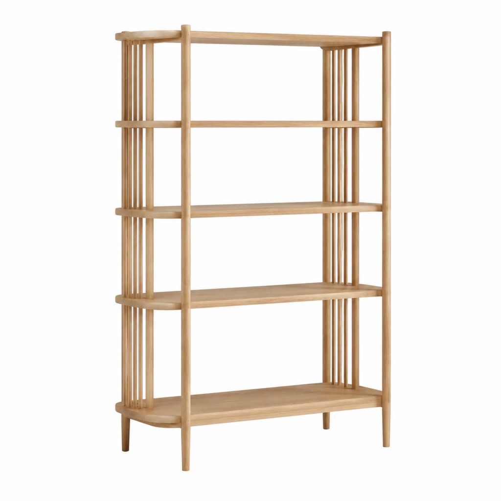 Étagère sur pied rectangulaire 4 niveaux en bois massif d’hévéa naturel 80 x 35 x 180 cm